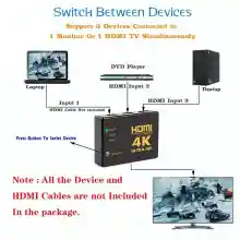 ภาพขนาดย่อของภาพหน้าปกสินค้า3 in 1 out HDMI Switch Hub Splitter รหัสC31 เพิ่มช่อง HDMI อุปกรณ์เพิ่มช่อง HDMI เครื่อง HDMI Switcher สาย HDMI ตัวแยก HDMI / เพิ่ม HDMI 3 ช่อง แบบบาลานซ์ ไม่กระตุก ไม่เยอะจนทำให้เครื่องรวน รุ่นใหม่รองรับ 4K ไม่ลดบิทเรท คงความชัดไว้แน่นอน 100% จากร้าน new power2018 บน Lazada ภาพที่ 3