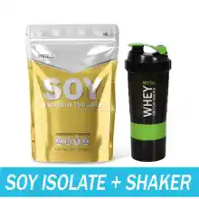 ภาพขนาดย่อของภาพหน้าปกสินค้าSoy Protein Isolate ถั่วเหลือง ซอย โปรตีน ไอโซเลท Non Whey เวย์ plant base แถม แก้วเชค สุ่มสี Shaker 600 ml จากร้าน MATELL บน Lazada ภาพที่ 1