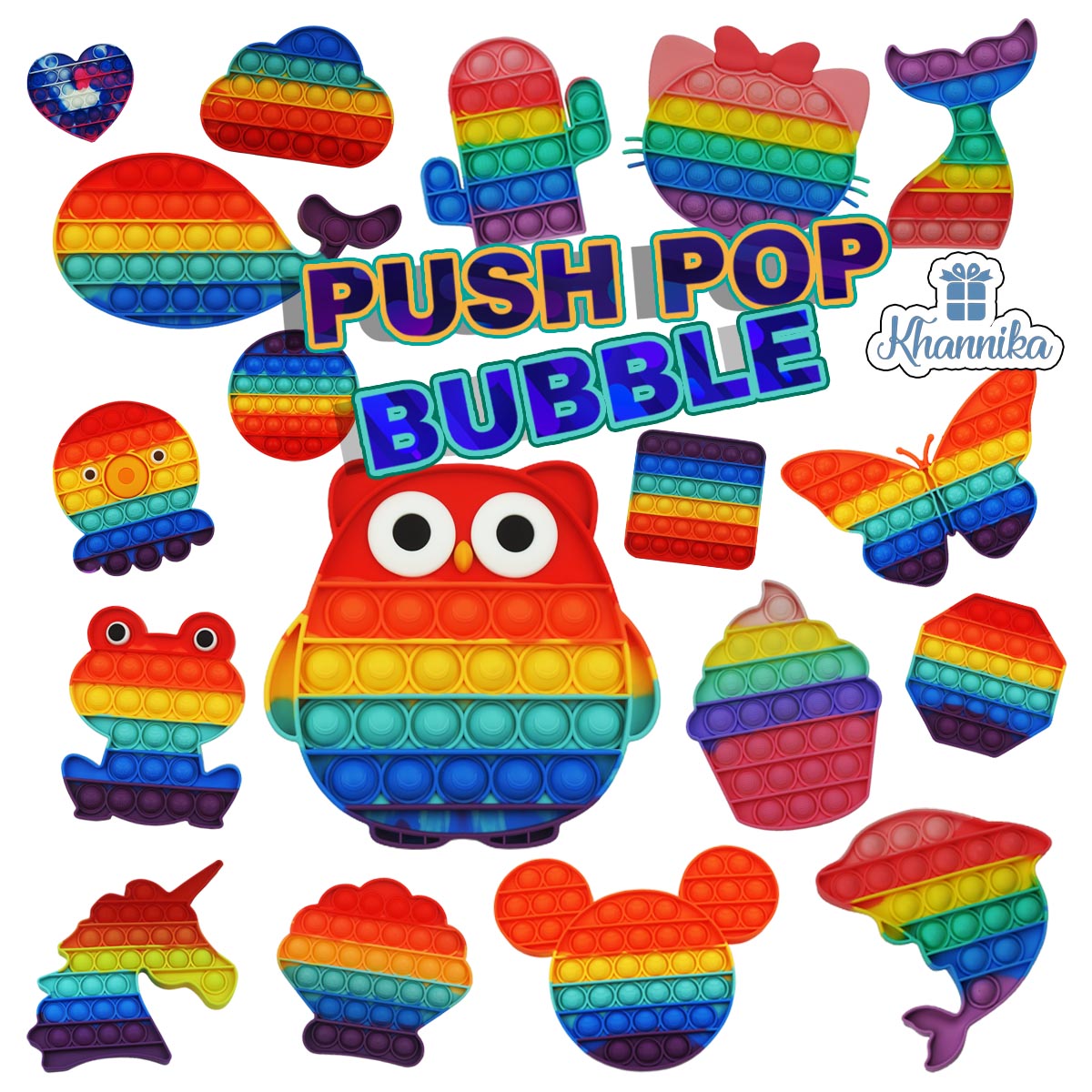 Push Pop Bubble พร้อมส่งในไทย สีรุ้ง ของเล่นเสริมพัฒนาการ ของเล่นคลายเครียด ฝึกสมาธิ stress relief toys