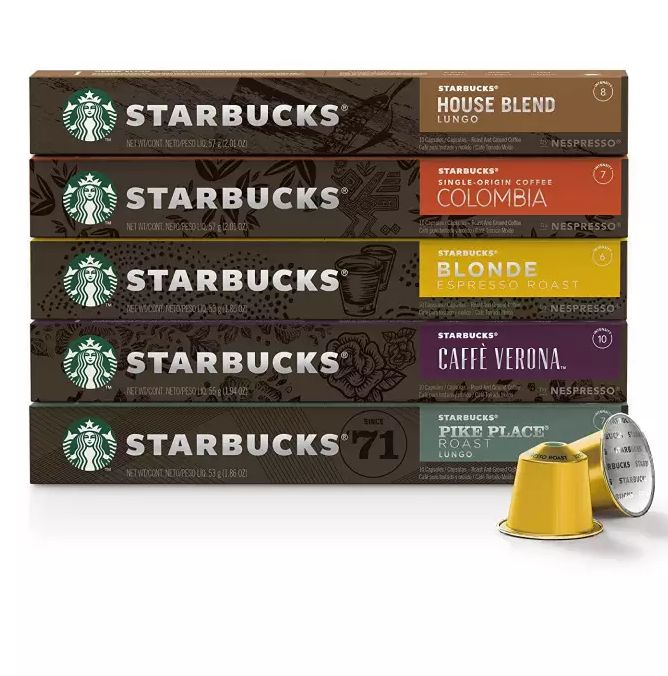 STARBUCKS by NESPRESSO Variety Flavor สตาร์บัค เนสเพรสโซ วาไรตี้ คละรส กาแฟคั่วบด แคปซูล (5g x 50capsules)