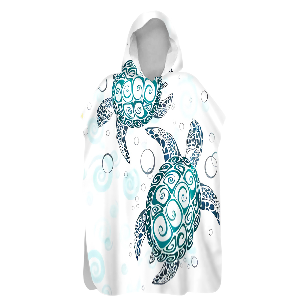 2021Men Women Printed Diving Suit Change Robes Poncho Quickdry Hooded