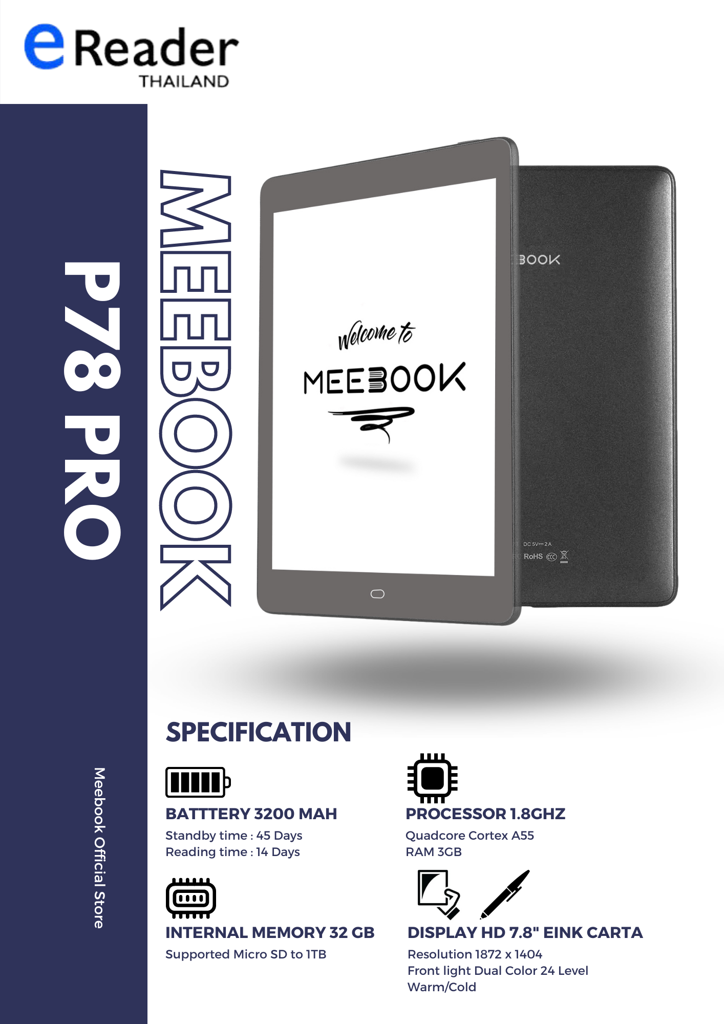 2022年の Likebook (Meebook) P78 Pro 電子書籍リーダー 黒（グレー