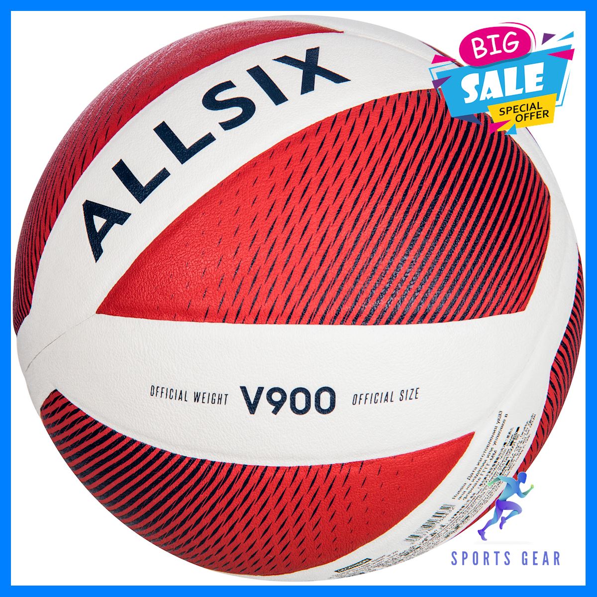 ALLSIX ลูกวอลเลย์บอลรุ่น V900 (สีขาว/แดง) Volleyball วอลเลย์ วอลเลย์บอล อุปกรณ์กีฬา