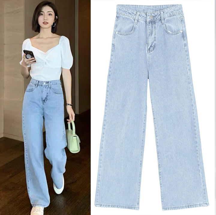 มี 5 Size ยีนส์ขายาว ยีนส์ขากระบอก คุณภาพดีกว่าราคา กางเกงขากว้าง แฟชั่นเกาหลีผู้หญิงวัยรุ่น เสื้อผ้าแฟชั่นเกาหลี Fashion jeans high waist – No Brand >>> top1shop >>> lazada.co.th