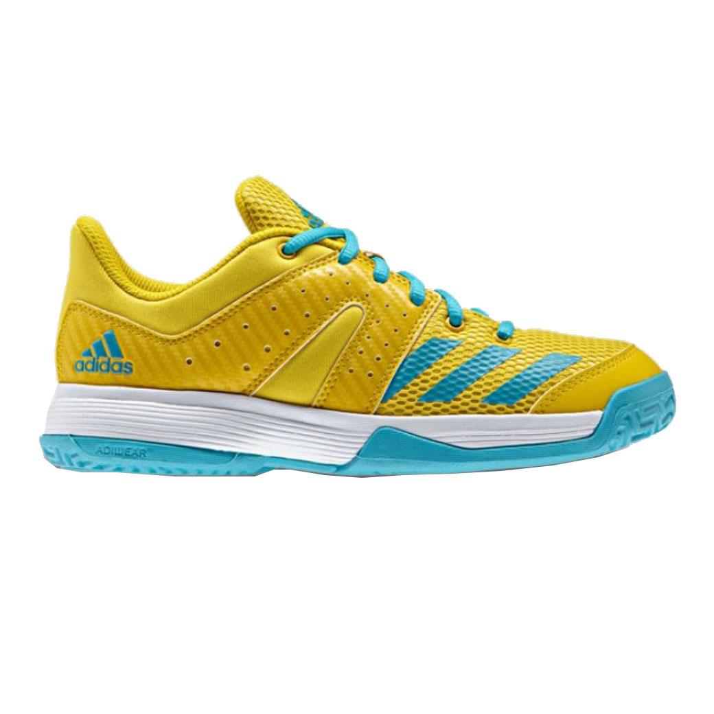 Adidas Badminton รองเท้าแบดมินตันเด็ก รุ่น Wucht Junior (yellow/eneblue/white) รองเท้าเด็ก รองเท้าแบด รองเท้าออกกำลังกาย. 