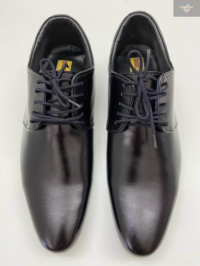 รองเท้าหนังผูกเชือกหัวแหลมยี่ห้อ Agfasa รุ่น9501 สีดำ SIZE 38-46 หนังแท้ ใส่สบาย สี ดำ สี ดำ