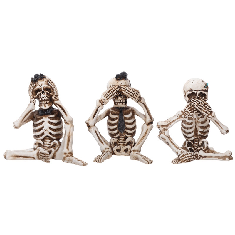 Halloween Skeleton Ghost Skeleton Three-Piece Resin Halloween Decoration Props Haunted House Secret Room Dress Up