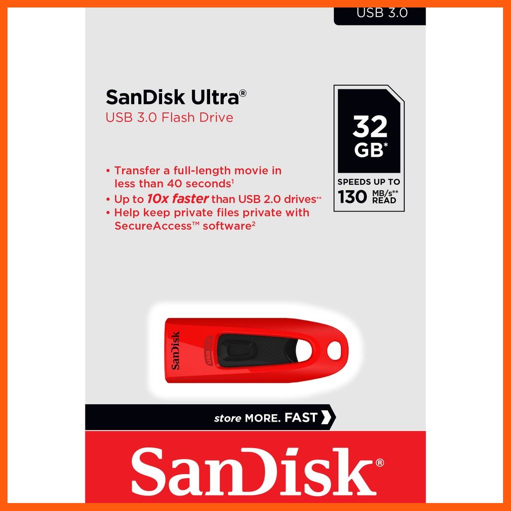 ✨✨#BEST SELLER🎉🎉 SanDisk Ultra USB แฟลชไดร์ฟ 32GB, USB3.0,อ่าน 100MB/s , Red (SDCZ48_032G_U46R, Red) อุปกรณ์จัดเก็บข้อมูล (STORAGE & MEMORY CARD ) STORAGE MEMORY CARD อุปกรณ์จัดเก็บข้อมูล Memory Card เม็มโมรี่การ์ด Compact Flash