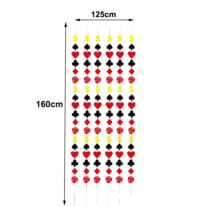 6pcs Casino Theme Party Hanging Red Black Poker Non Ceiling Hanging 