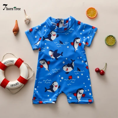 Baby Boys One-Piece Swimsuit polyester casual 3D Shark Sun Protection Bathing Suit for Summer