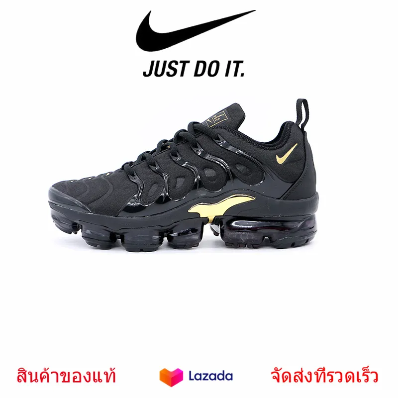 รองเท้า Nike ของแท้, รองเท้าวิ่งผู้ชาย Nike Air Max Plus TN สีดำรองเท้าผ้าใบรองเท้าเทรนนิ่งระบบลดแรงกระแทก