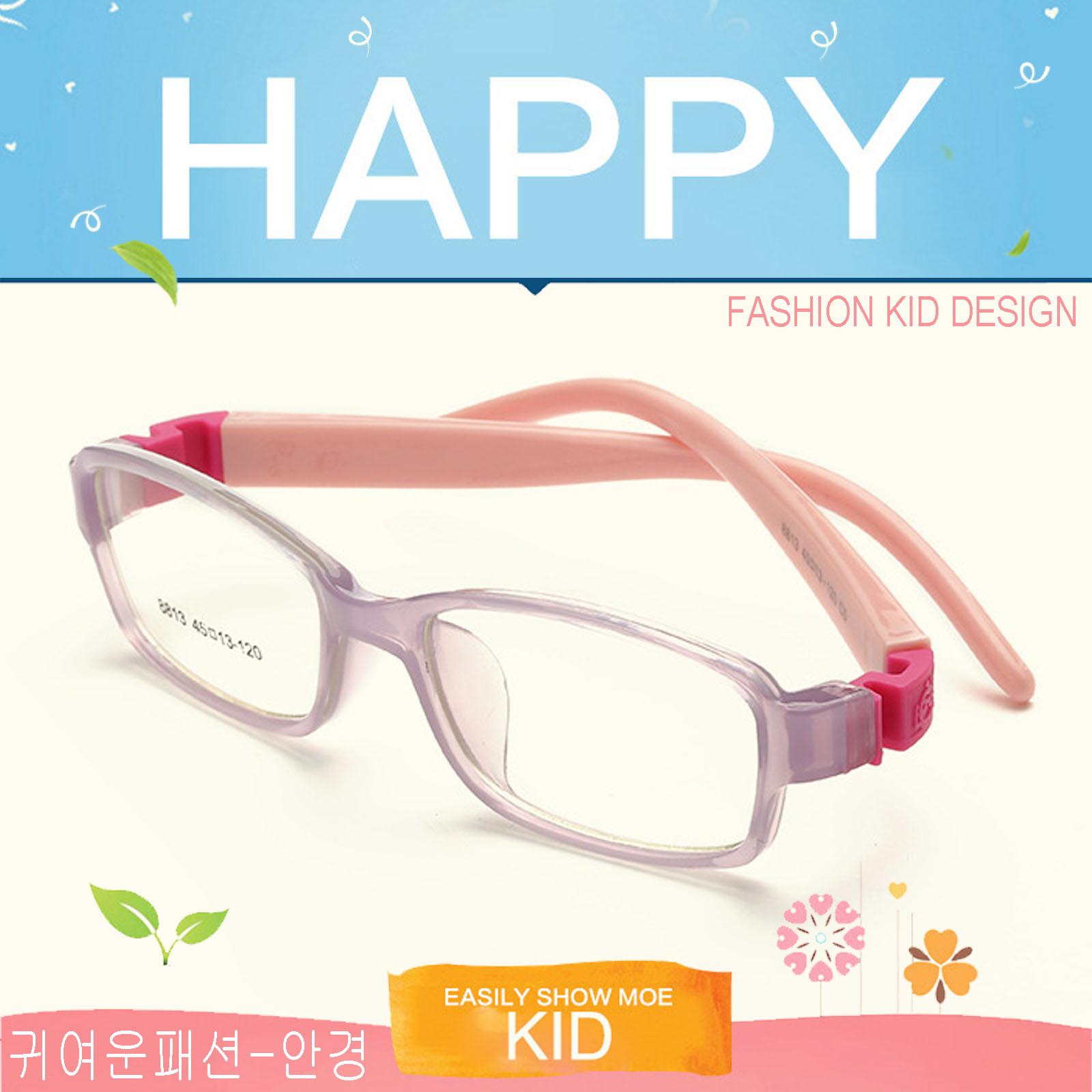 แว่นตาเกาหลีเด็ก Fashion Korea Children แว่นตาเด็ก รุ่น 8813 C-5 สีม่วงใสขาชมพูข้อชมพู กรอบแว่นตาเด็ก Rectangle ทรงสี่เหลี่ยมผืนผ้า Eyeglass baby frame ( สำหรับตัดเลนส์ ) วัสดุ PC เบา ขาข้อต่อ Kid leg joints Plastic Grade A material Eyewear Top Glasses