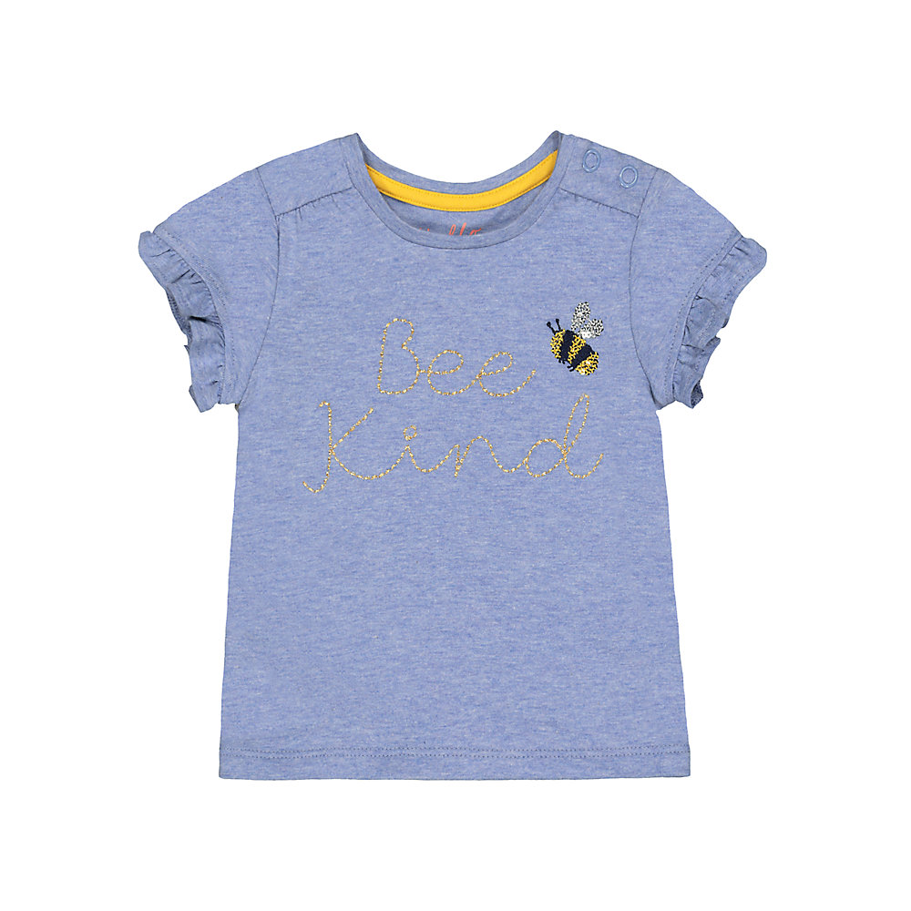 เสื้อยืดเด็กผู้หญิง mothercare blue bee kind embroidered t-shirt VC123