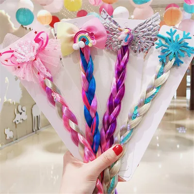igtx Cute Ponytail Headwear Twist Braid Kids Colorful Wig Hair Ropes Girls Hair Bands Princess Headbands Hair Accessories
