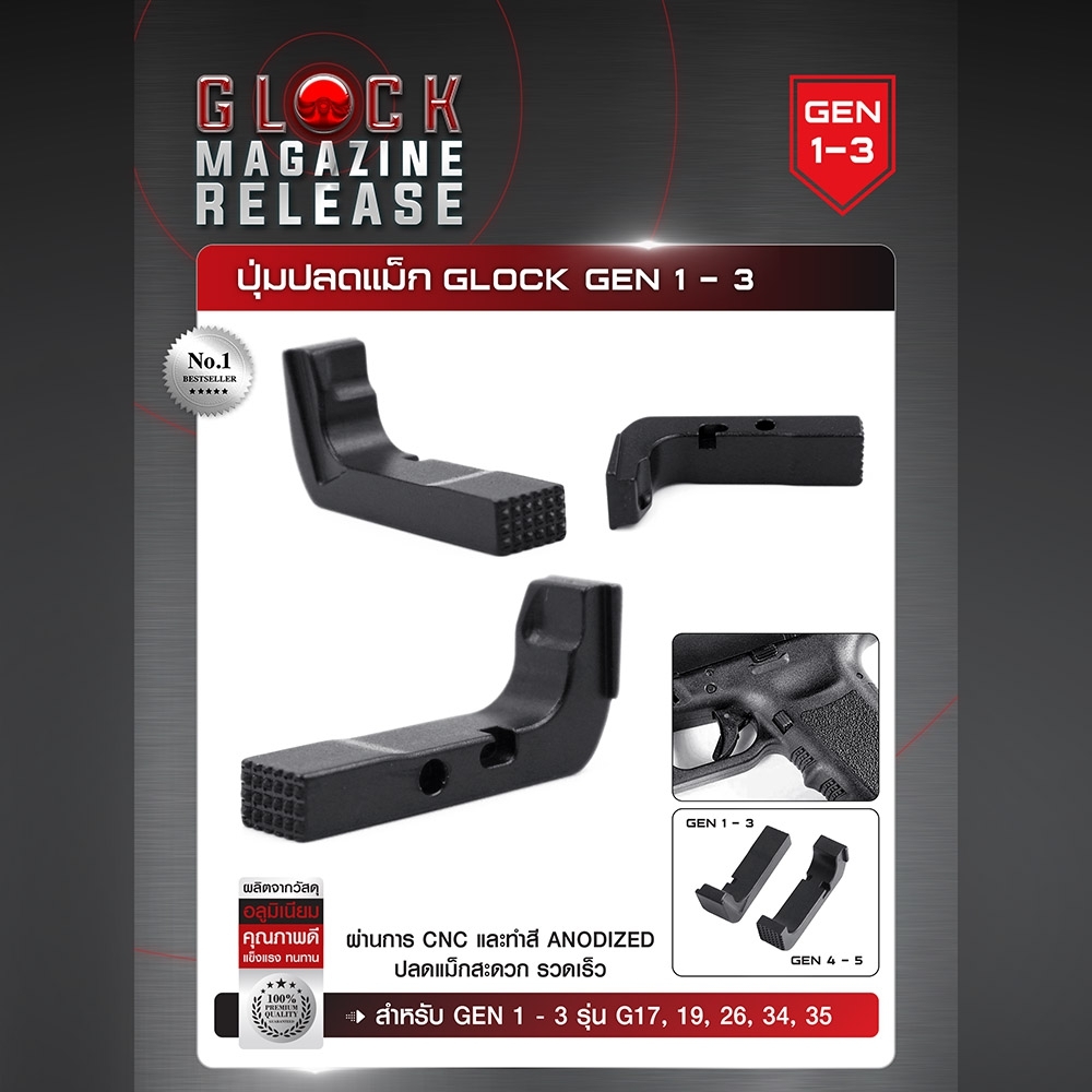 NDZ Performance Magazine Release For Glock Gen 1-3 | American Flag Design, Hardcoat Black | Fits 9mm, .40, .357, .45 Models 3 thumbnail image