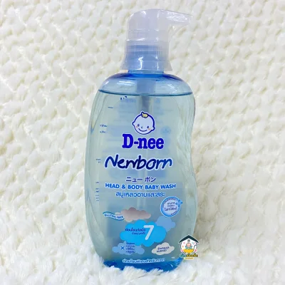 D-nee สบู่เหลวอาบและสระ Head & Body Baby Wash Newborn 380 ml. (สีฟ้า)