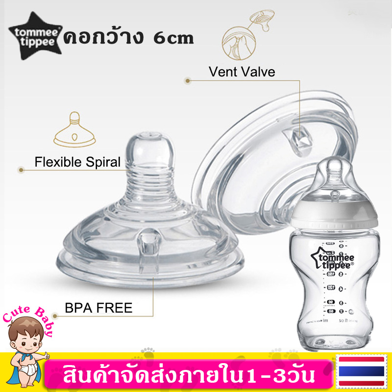 จุกนมคอกว้าง 6CM สำหรับTommee Tippee Wide Neck Bottle ไสซ์S/M/L/Y/X เหมาะกับเด็ก0-12เดือนขึ้นไป BPA Free MY18