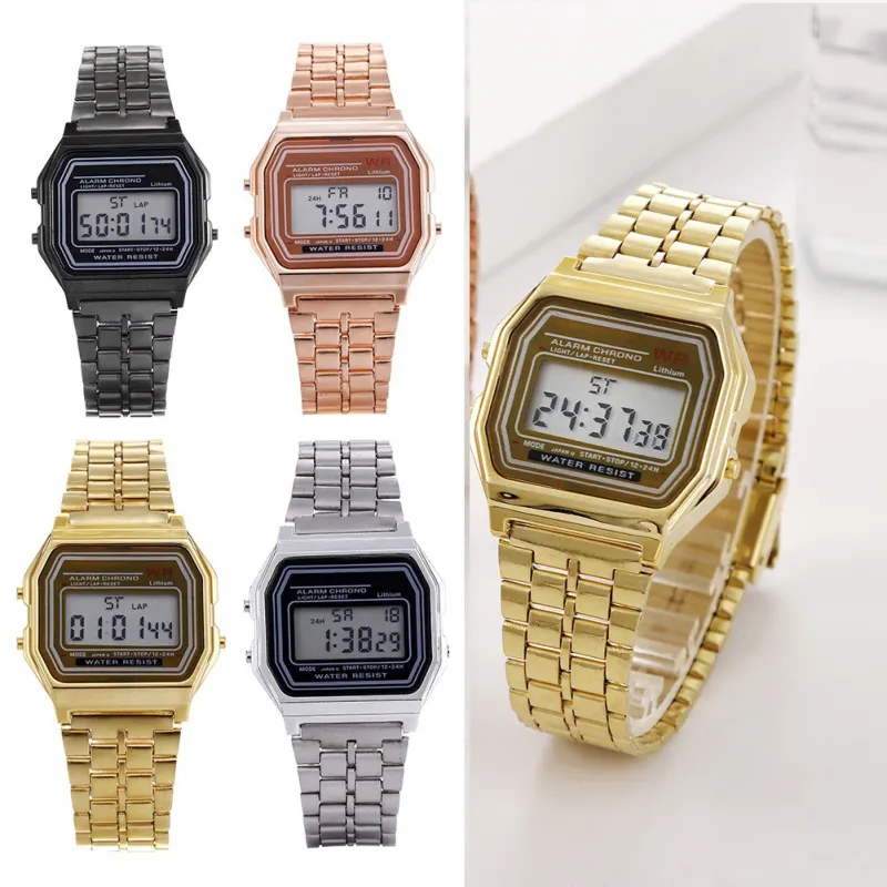 ภาพสินค้าLED ดิจิตอลกันน้ำควอตซ์นาฬิกาข้อมือนาฬิกาข้อมือสีทองผู้หญิงผู้ชาย จากร้าน Watch-TOP1 บน Lazada ภาพที่ 4