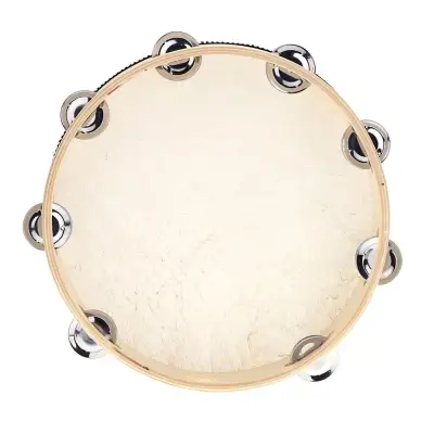 10" Hand Held Tambourine Drum Bell Birch Metal Jingles Percussion Musical Educational Instrument for KTV Party Kids Games