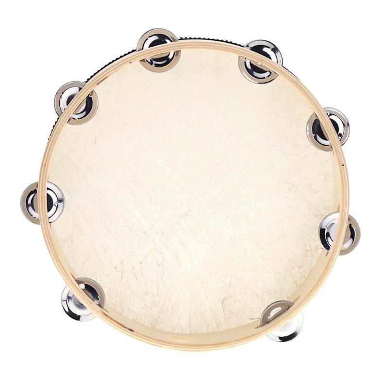 10  Hand Held Tambourine Drum Bell Birch Metal Jingles Percussion Musical Educational Instrument for KTV Party Kids Games