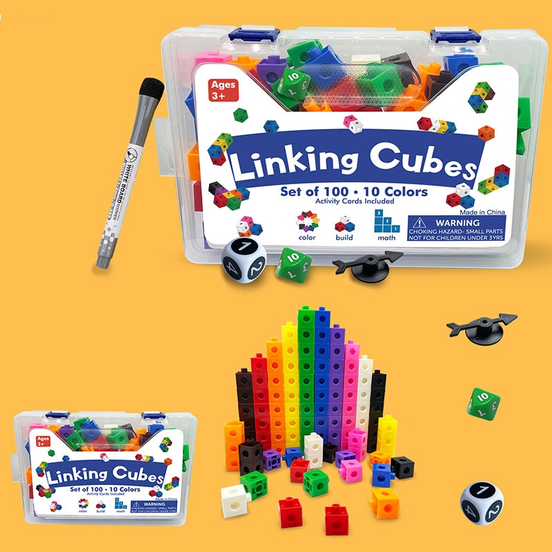 Math Toys Cubes Homeschool Early Educational Stacked Multilink Linking ...