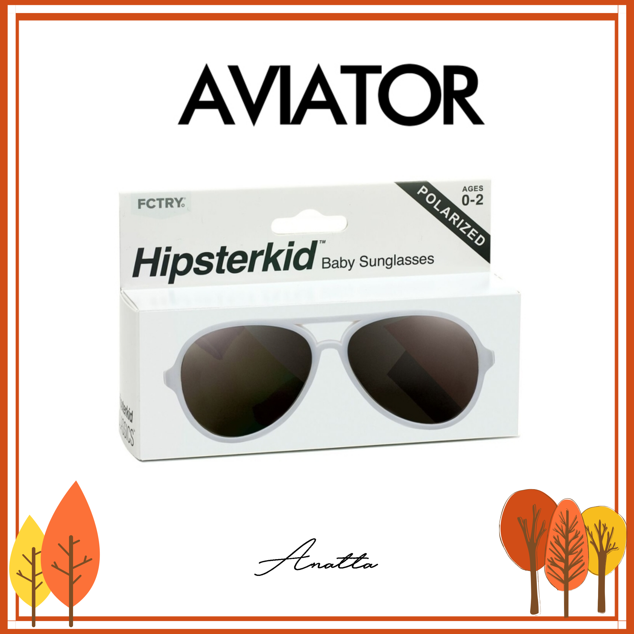 ANATTA Hipsterkid แว่นกันแดดเด็ก Aviator สี White แว่นเด็ก Age 0-2, 3-6