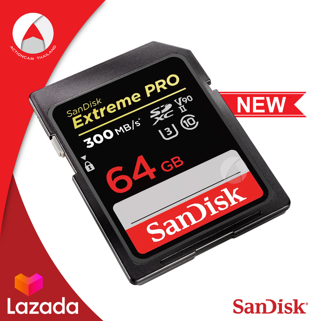 SanDisk Extreme Pro SDXC UHS-II SD Cards ความจุ 64 GB ความเร็ว 300 MB/S (SDSDXDK-064G-GN4IN) Memory เมมโมรี่การ์ด เอสดี สำหรับ กล้องถ่ายรูป ถ่ายภาพ กล้องDSLR Mirrorles มิลเลอร์เลส กล้องโปร ประกัน Synnex แบบตลอดอายุการใช้งาน