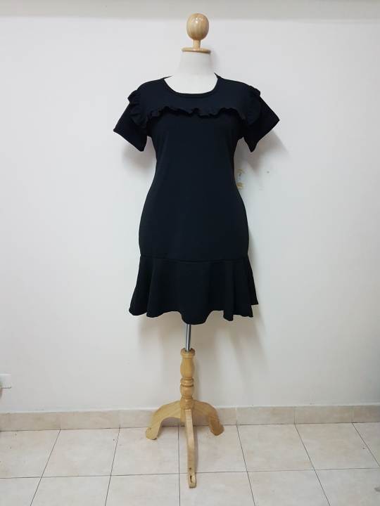 N14 เดรสสาวอวบ ผ้ายืดวูลเวฟ แต่งระบายอก แขนลา ชายระบาย – No Brand – 2000370160_TH-6426464873 >>> 🇹🇭 Top1Thailand 🛒 >>> lazada.co.th 🇹🇭 🇹🇭 🇹🇭🛒🛍🛒