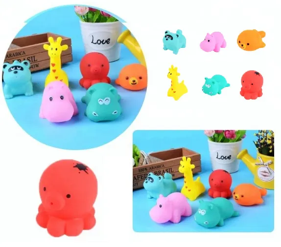 ThaiToyShop   ของเล่นสัตว์ลอยน้ำ ชุดของเล่นสัตว์ 6 ชิ้น, ของเล่นอาบน้ำ สีสันสดใส สำหรับเด็กเล็ก   6-Pc Floating Animal Bath Squeeze Toys, Mini Colorful Squirt Bath Toy Set for Kids