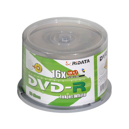 แผ่นดีวีดี DVD-R Printable หน้าขาว Ridata 4.7GB 16x/120min (50 pcs)