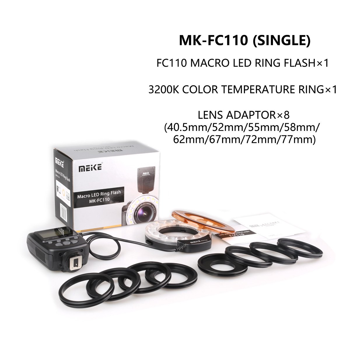 Meike MK-FC110 LED Macro Ring Flash Light for Sony Mirrorless & DSLR ...