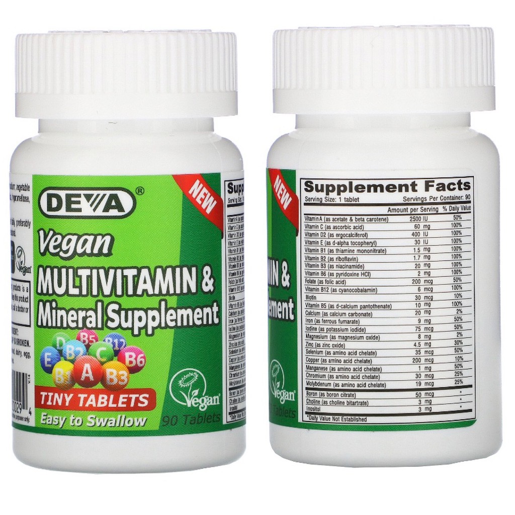 พร้อมส่ง_วีเกนฮิตมาก วิตามิน-แร่ธาตุ รวม สายมังสวิรัติ Deva Vegan Multivitamin - Mineral 90 Tablets  อันดับ1