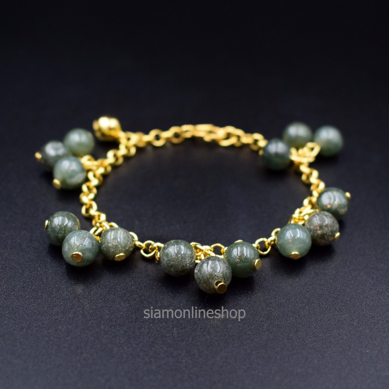 JADE สร้อยข้อมืองานhandmadeทอง18k ประดับด้วยหยกพม่าแท้ (เลือกสีได้) รุ่น siam-prehm1004 by siamonlineshop