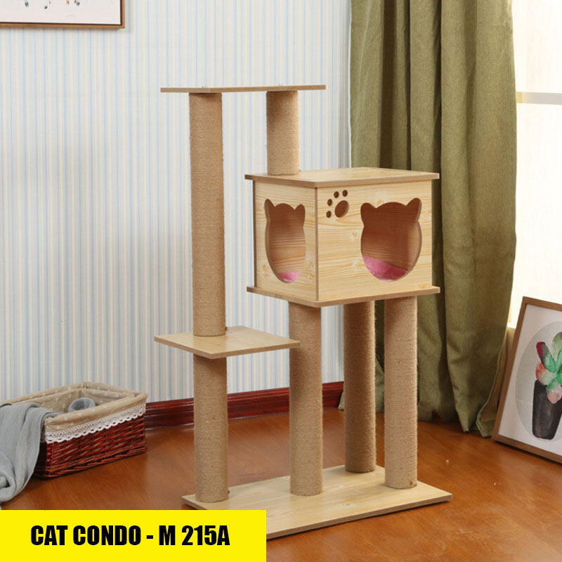 YOYOCAM คอนโดแมว 2 - 4 ชั้น ขนาดใหญ่ บ้านแมว 1- 2 ห้องนอน Cat Condo พร้อมที่ลับเล็บ Storey Pet House ถูกที่สุด (เลือกรุ่นได้)  color Model 215A