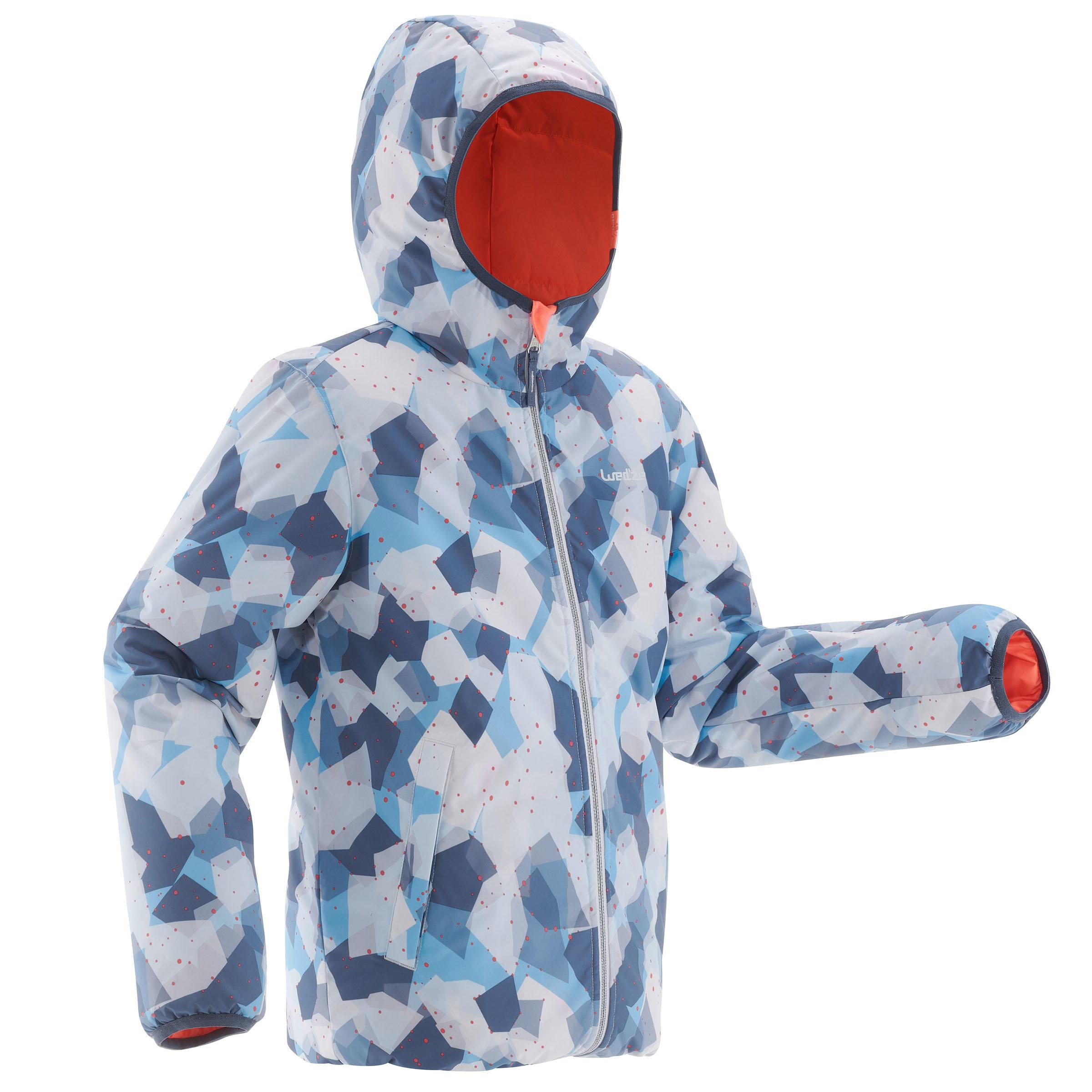 [ด่วน!! โปรโมชั่นมีจำนวนจำกัด] เสื้อแจ็คเก็ตเด็กใส่ได้สองด้านสำหรับใส่เล่นสกีเพื่อความอบอุ่นรุ่น SKI-P JKT 100 (สี CORAL/ฟ้า) สำหรับ สกี เลื่อน