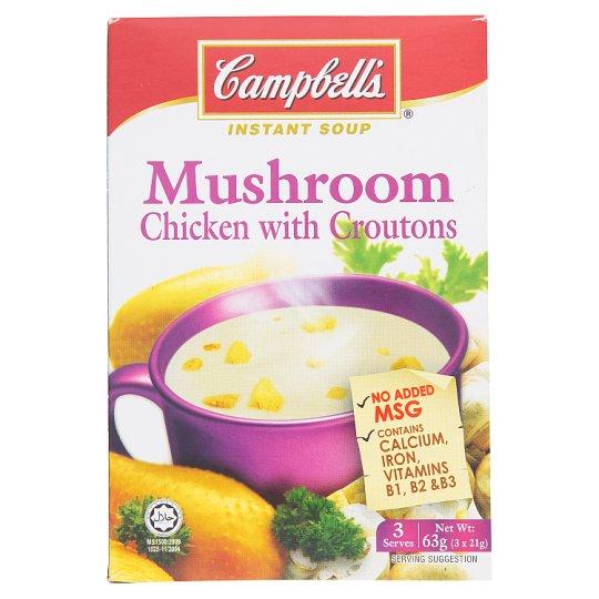 แคมเบลล์ ซุปครีมเห็ดผสมไก่และขนมปังกรอบครัวตรอนส์กึ่งสำเร็จรูป 21กรัม x 3 ซอง/Campbell's Creamy Mushroom Soup with Chicken and Biscuits, Tron Instant 21g x 3 Sachets