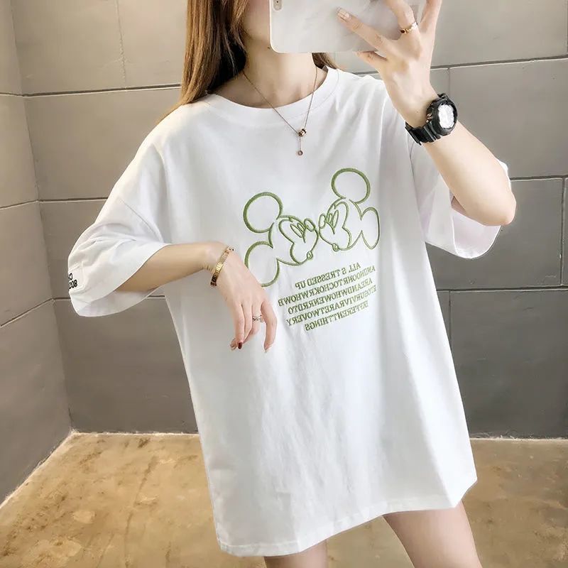 ผ้าฝ้าย 100% ฤดูร้อนใหม่ INS แขนสั้นเสื้อยืดนักเรียนหญิงเวอร์ชั่นเกาหลี ...