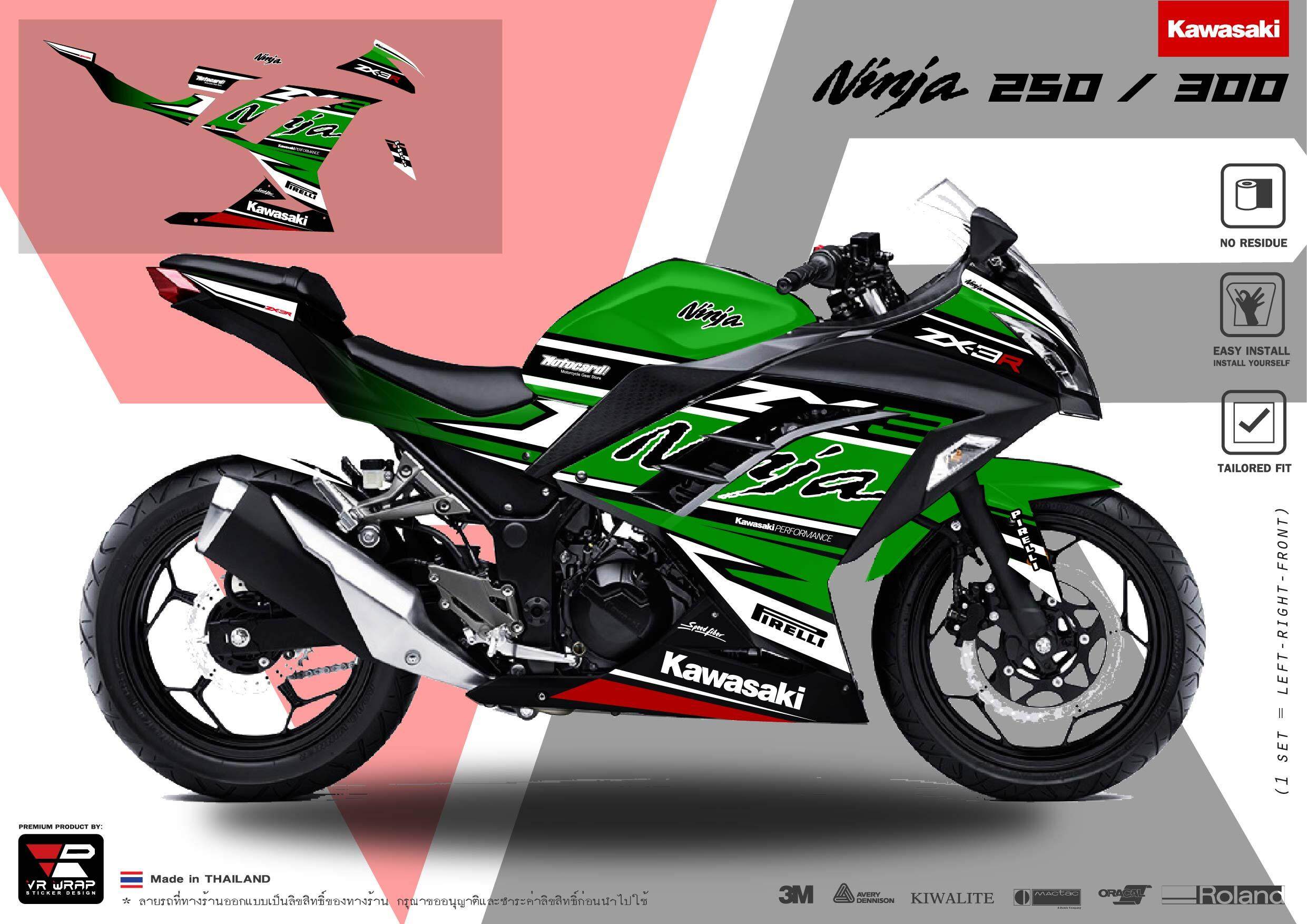 สติ๊กเกอร์ Kawasaki Ninja 250 / 300 ลาย Racing 1