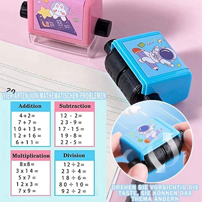 Math Roller Stamp Teacher Stamps 4PCS Roller Digital Teaching Stamp(Addition, Subtraction, Multiplication and Division)