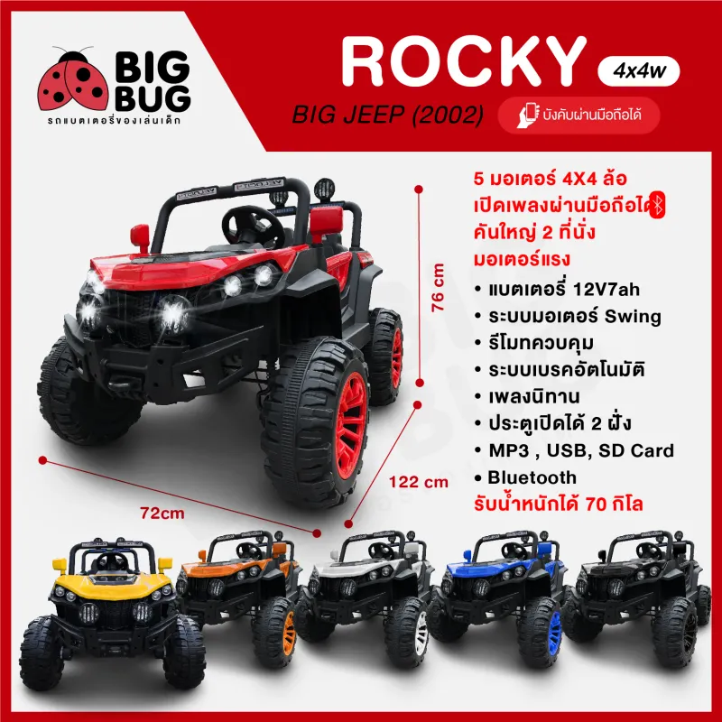 ภาพสินค้าBIGBUG ( The BIG ROCKY ) ของเล่น รถแบตเตอรี่เด็ก รถเด็กนั่ง รถไฟฟ้า บังคับได้ผ่านรีโมท จากร้าน Bigb บน Lazada ภาพที่ 6