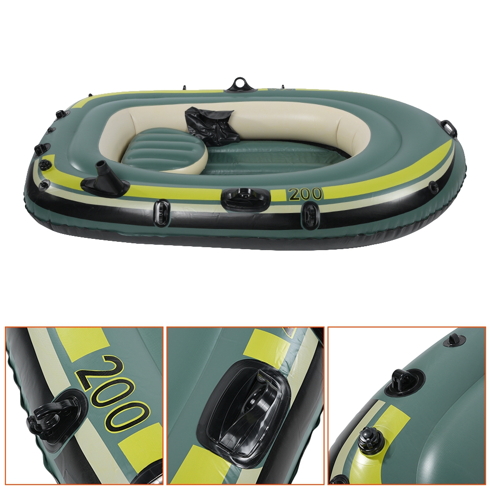 Green PVC Inflatable Two Person Rowing Air Boat Fishing Drifting Diving ...