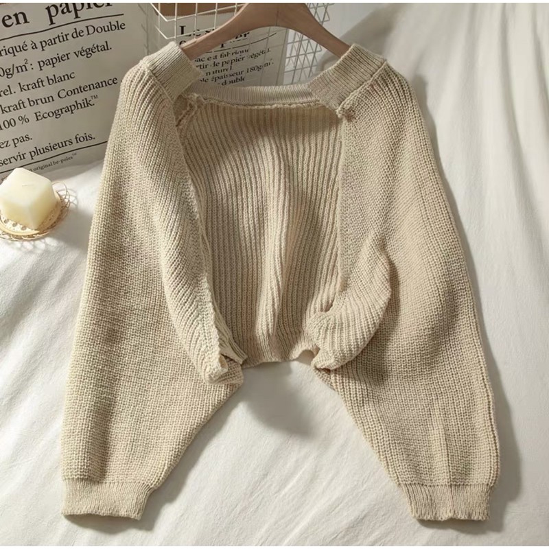 [ส่งฟรี] พร้อมส่งเสื้อคลุมไหมพรมแขนยาวแฟชั่น ทรงครอป ท็อป เอวลอย น่ารัก ...