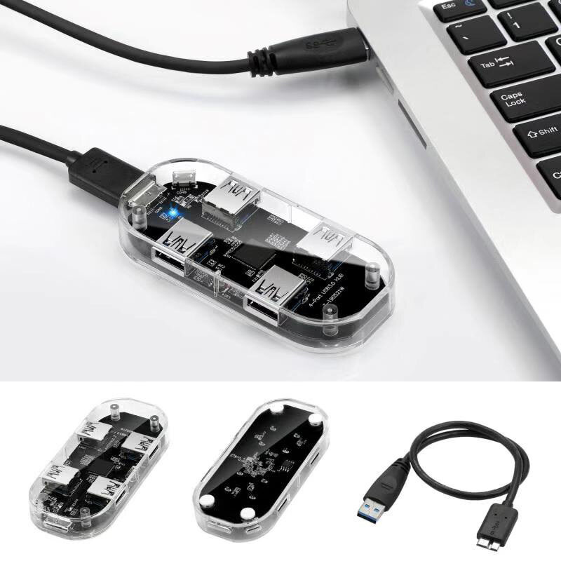 Bảng giá USB Hub Transparent USB3.0 Adapter 4 Port USB Combo TF SD Card Reader All in One for PC/Laptop Phong Vũ