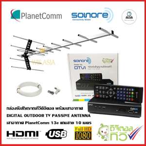 กล่อง SONORE + เสาอากาศ PlanetComm รุ่น 13E พร้อมสาย 10 เมตร