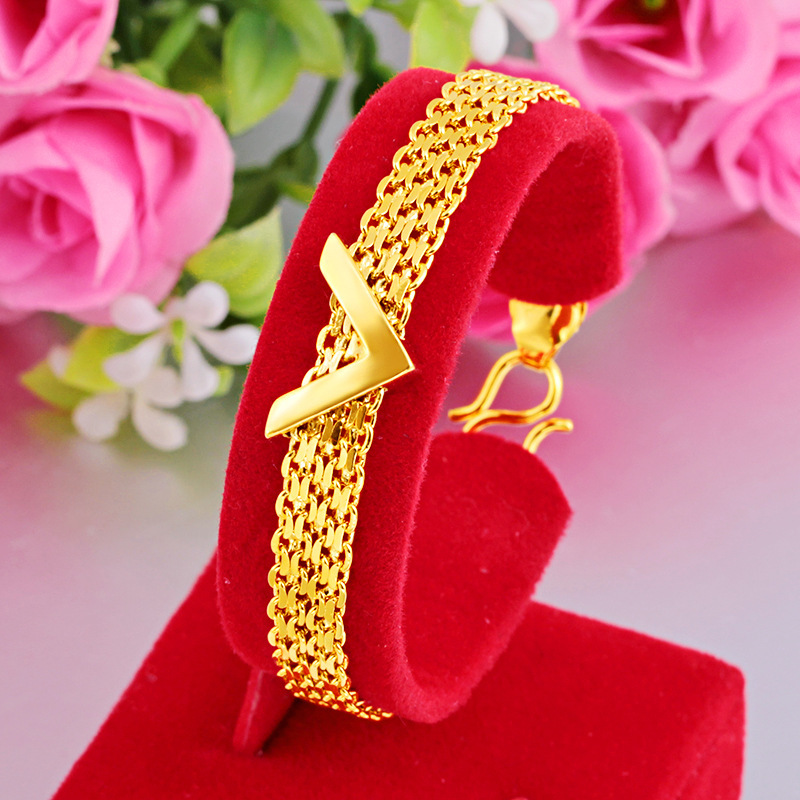 ANสร้อยข้อมือผู้หญิง ชุบทอง24K ทองเหลืองชุบทอง สร้อยข้อมือ แหวน สร้อยคอ ต่างหู D0020