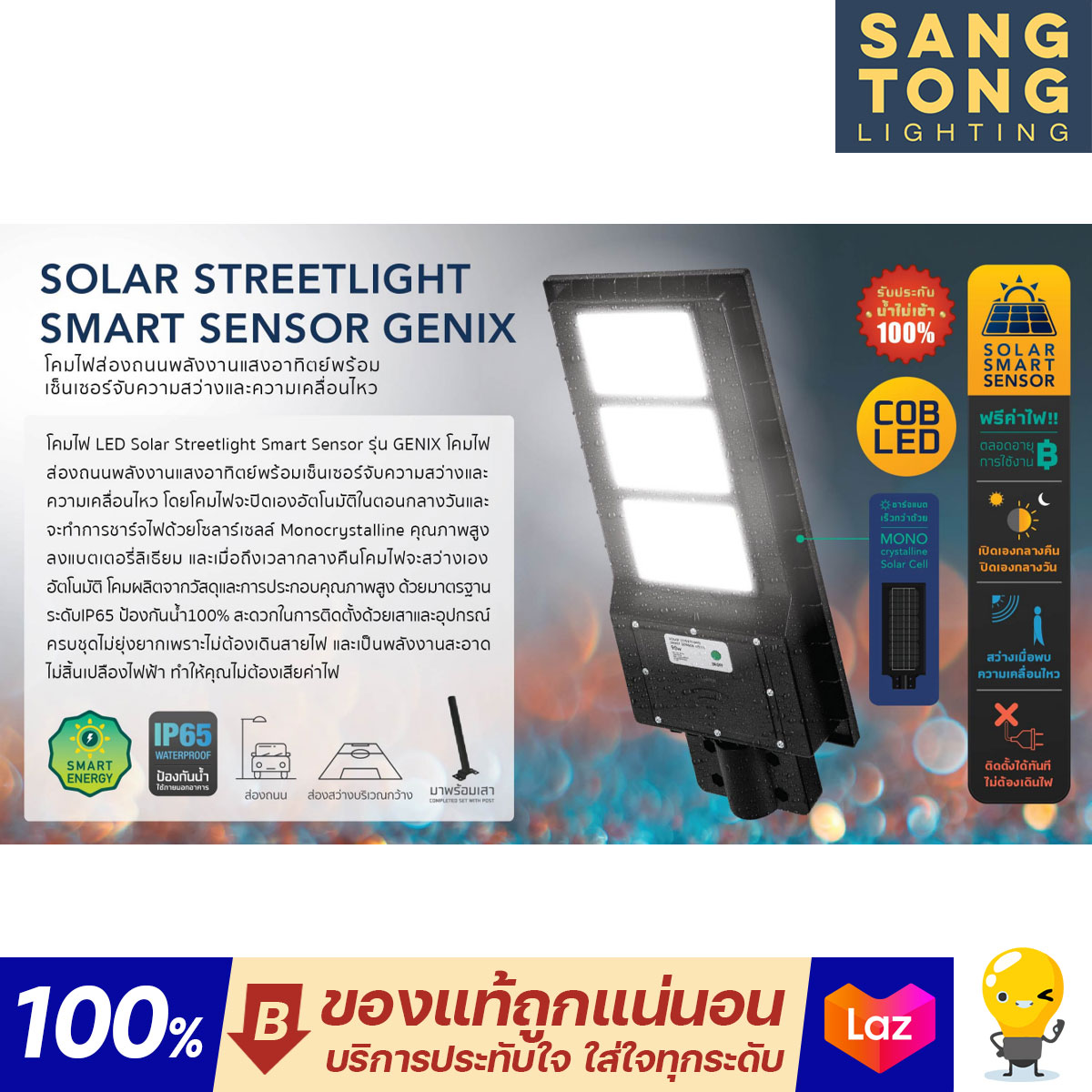 Lamptan LED Solar Streetlight Smart Sensor GENIX 100 