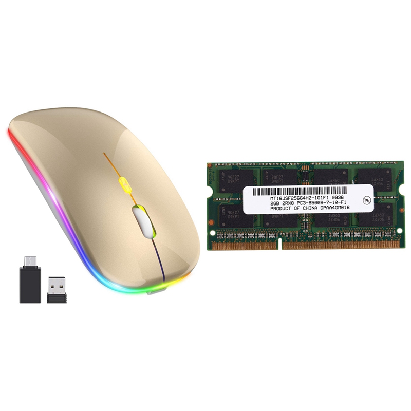 1 Pcs DDR3 SO-DIMM DDR3L DDR3 1.5V Memory Ram(2GB/1066) & 1 Set LED Wireless Mouse, Mobile Optical Office Mouse