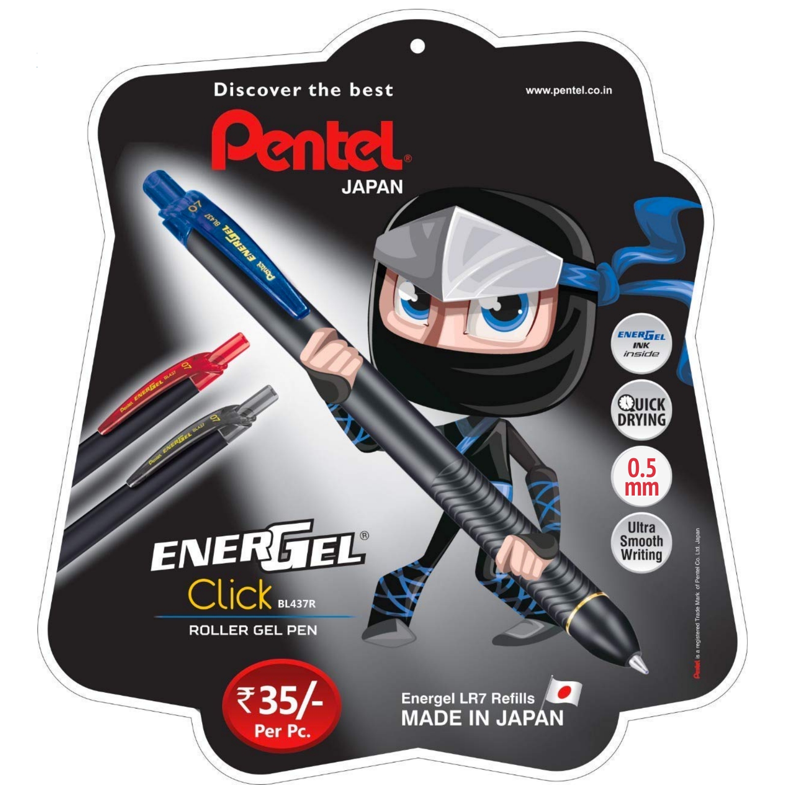 Pentel ปากกาหมึกเจล เพนเทล Energel Click BLN435 หมึกสีเขียว