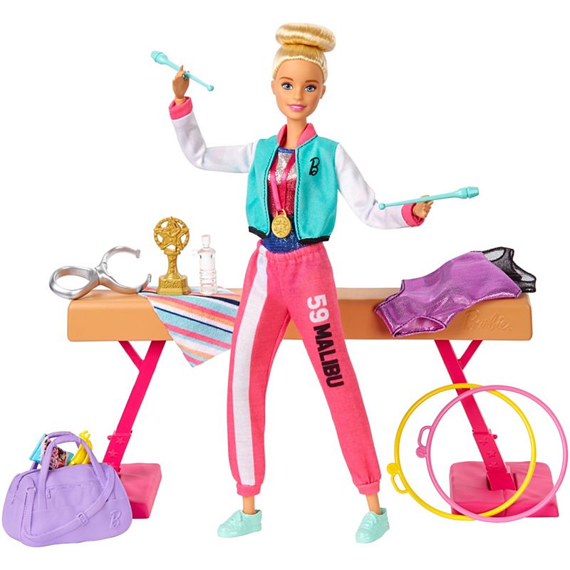Barbie® Gymnastics Playset with Doll, 15+ Accessories ตุ๊กตา บาร์บี้ ยิมนาสติก ของเล่น ของขวัญ GJM72