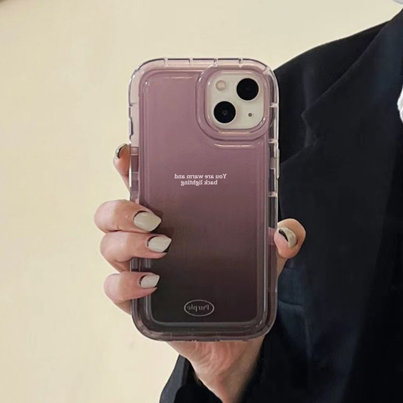 For IPhone 14 Pro Max IPhone Case Thickened TPU Soft Case Clear Case Airbag Shockproof Gradual Grape Purple Compatible with For 12 Pro Max